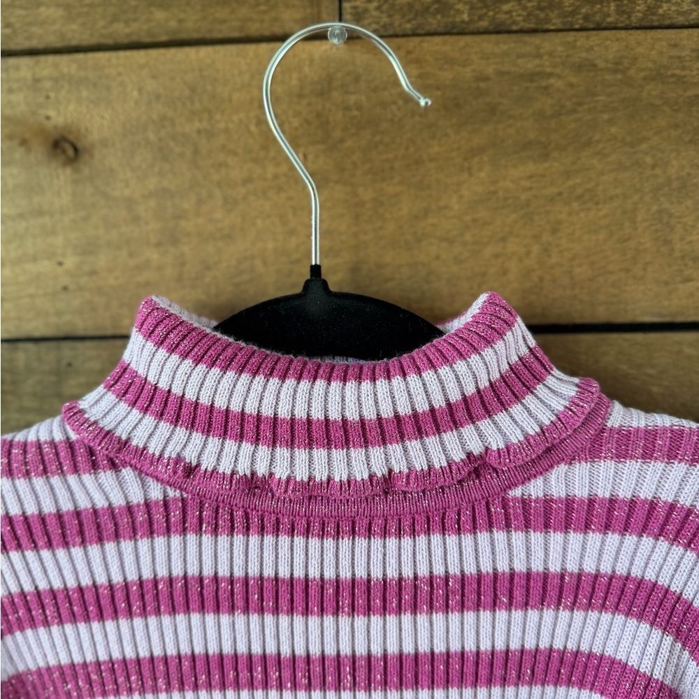 Vintage Pink Lavender Glitter Stripe Ribbed Turtleneck 18M Y2K Baby - Picture 5 of 8